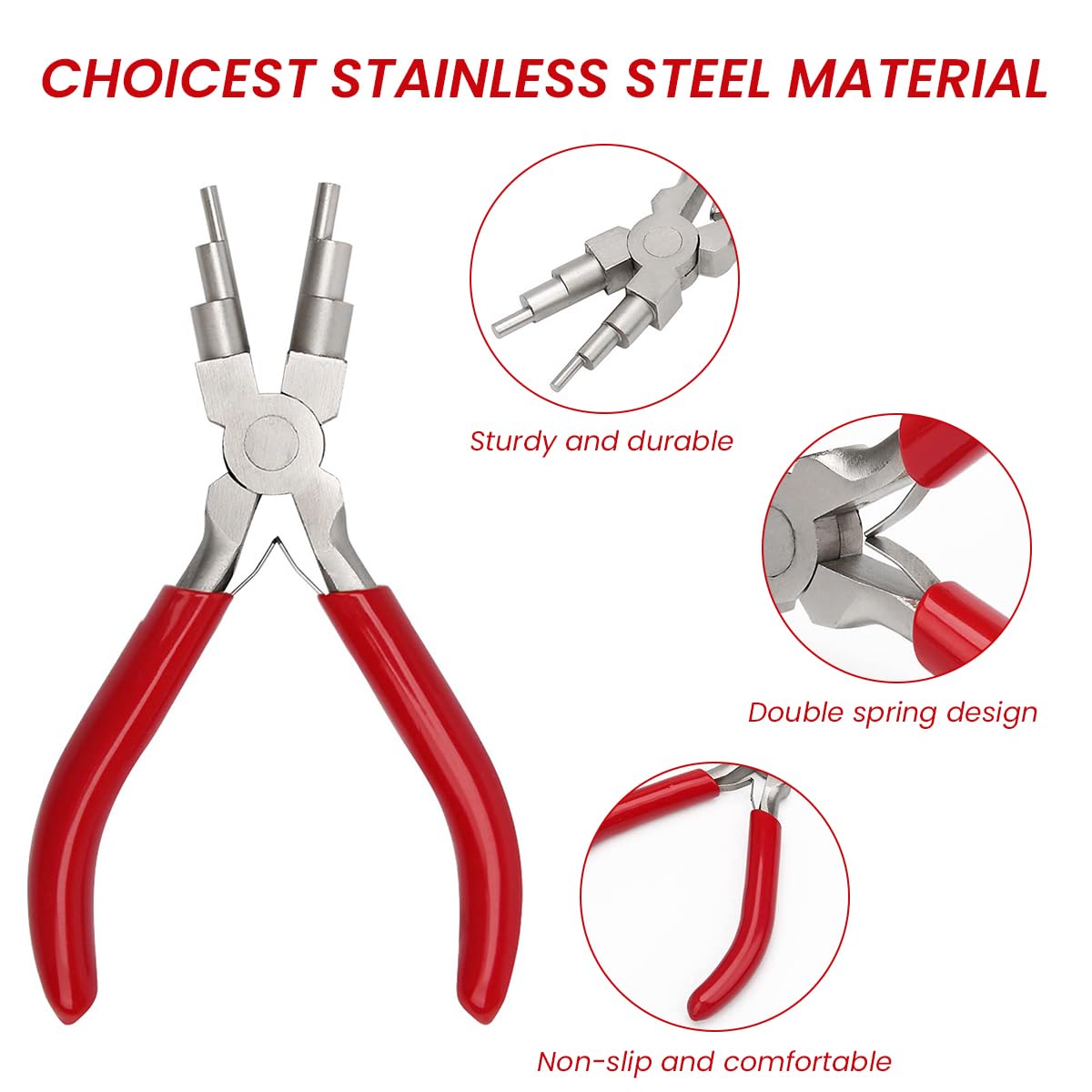 HASTHIP Jewelry Pliers for 3–10mm Rings with Round and Needle Nose Tips | Carbon Steel Build