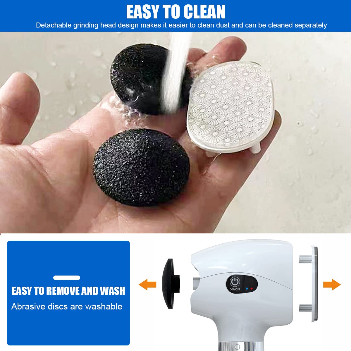 HANNEA Electronic Foot Callus Remover for Pedicure with Dual Head Design and 1800mAh Battery