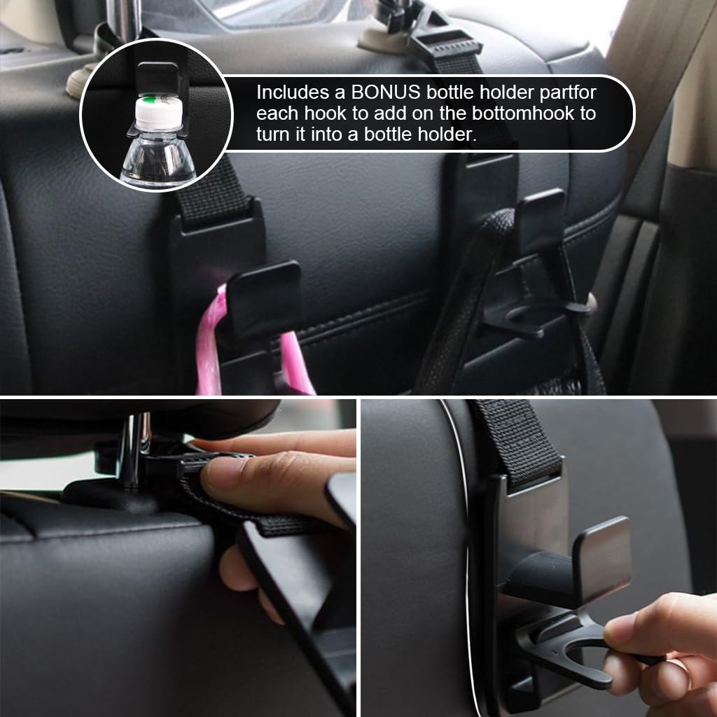 STHIRA Car Headrest Hooks for Backseat Storage with Curved Slot Design 17.6lbs Capacity | 8PCS Durable Plastic Organizer