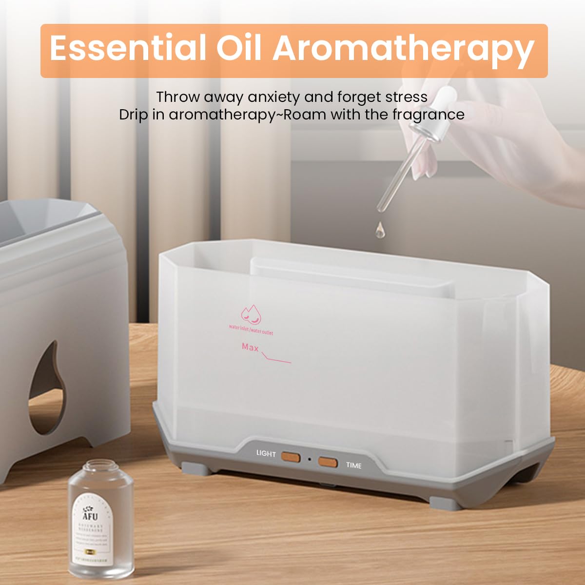 HANNEA Humidifier for Room with 200mL Tank and Ultrasonic Mist | Flame Light Aroma Diffuser