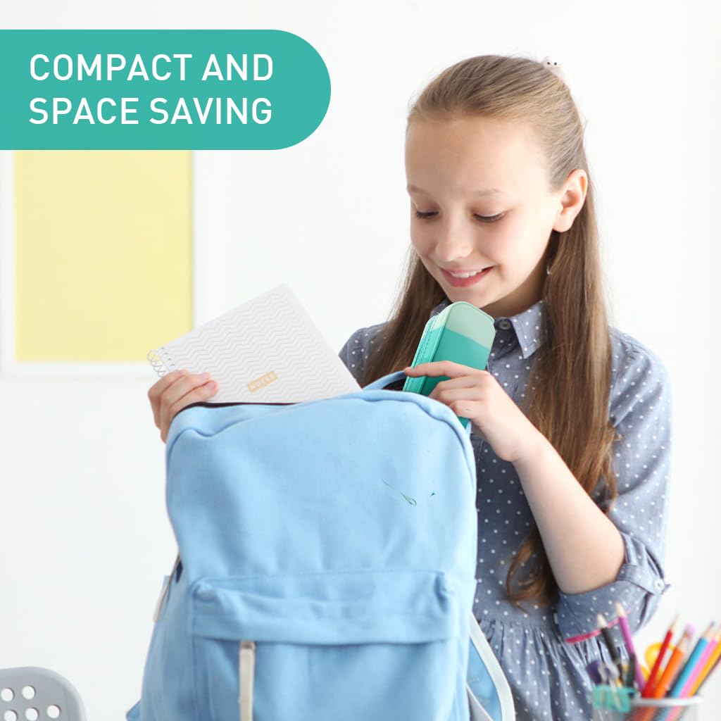 SNOWIE SOFT Pencil Pouch for School with Secure Zipper and 7.9x1.96x2.36 in Size | Gradient Green Silicone Case for Girls