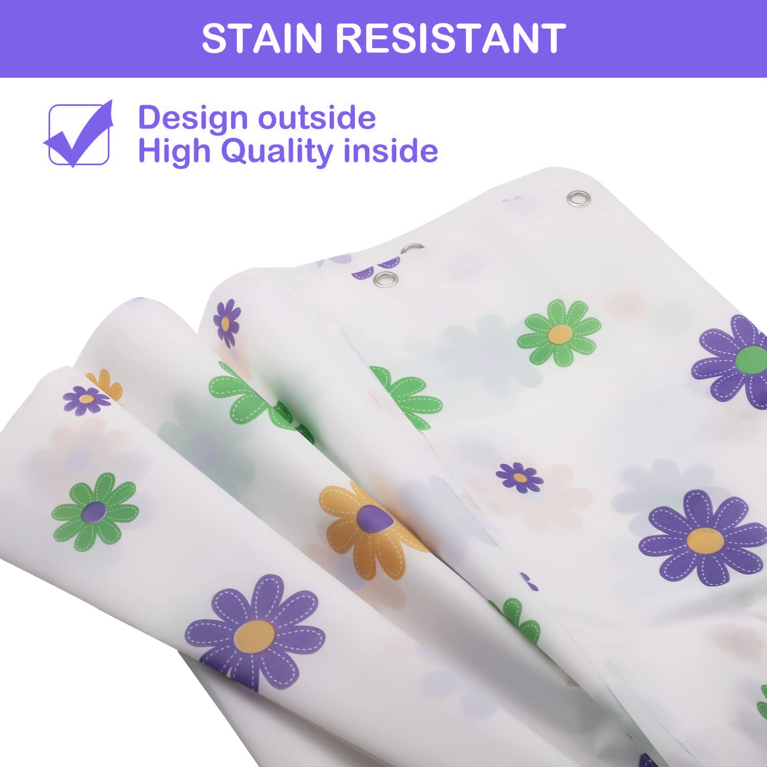 HASTHIP Shower Curtain for Bathroom with Metal Hooks and HD Print | Waterproof PEVA 1.8m x 1.8m