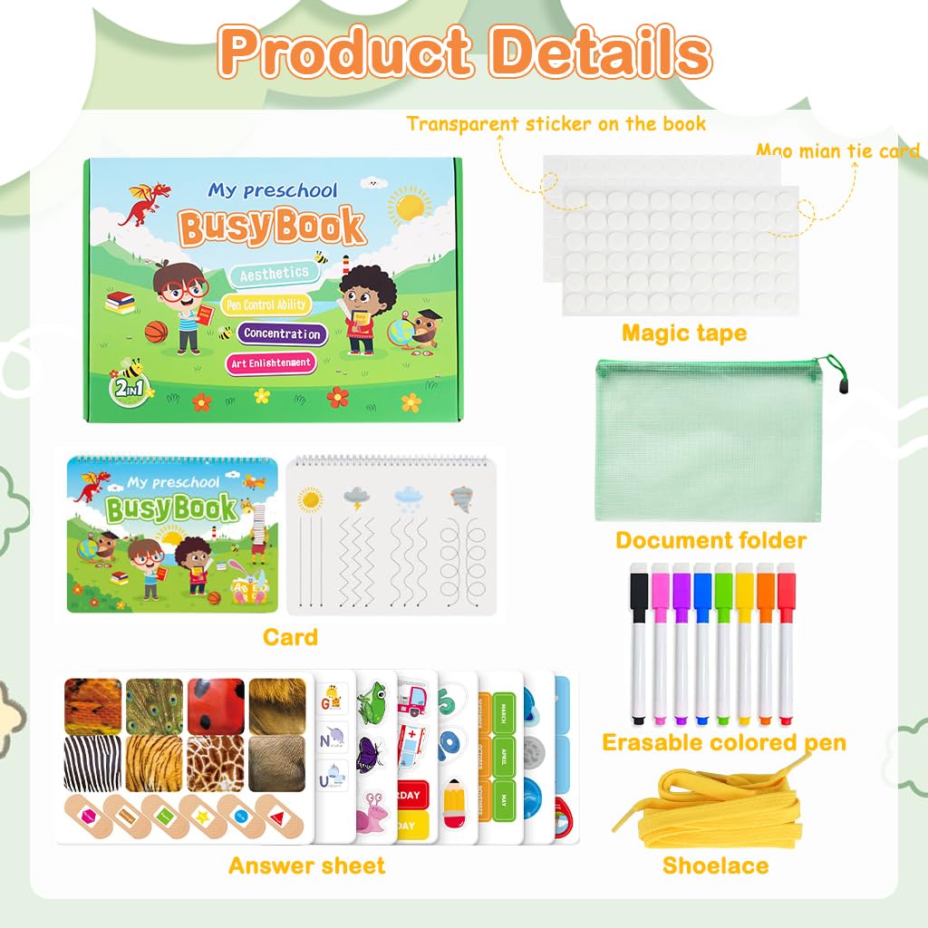 SNOWIE SOFT Child Busy Book for Preschool Learning with 3D Stickers and Tracing Activities