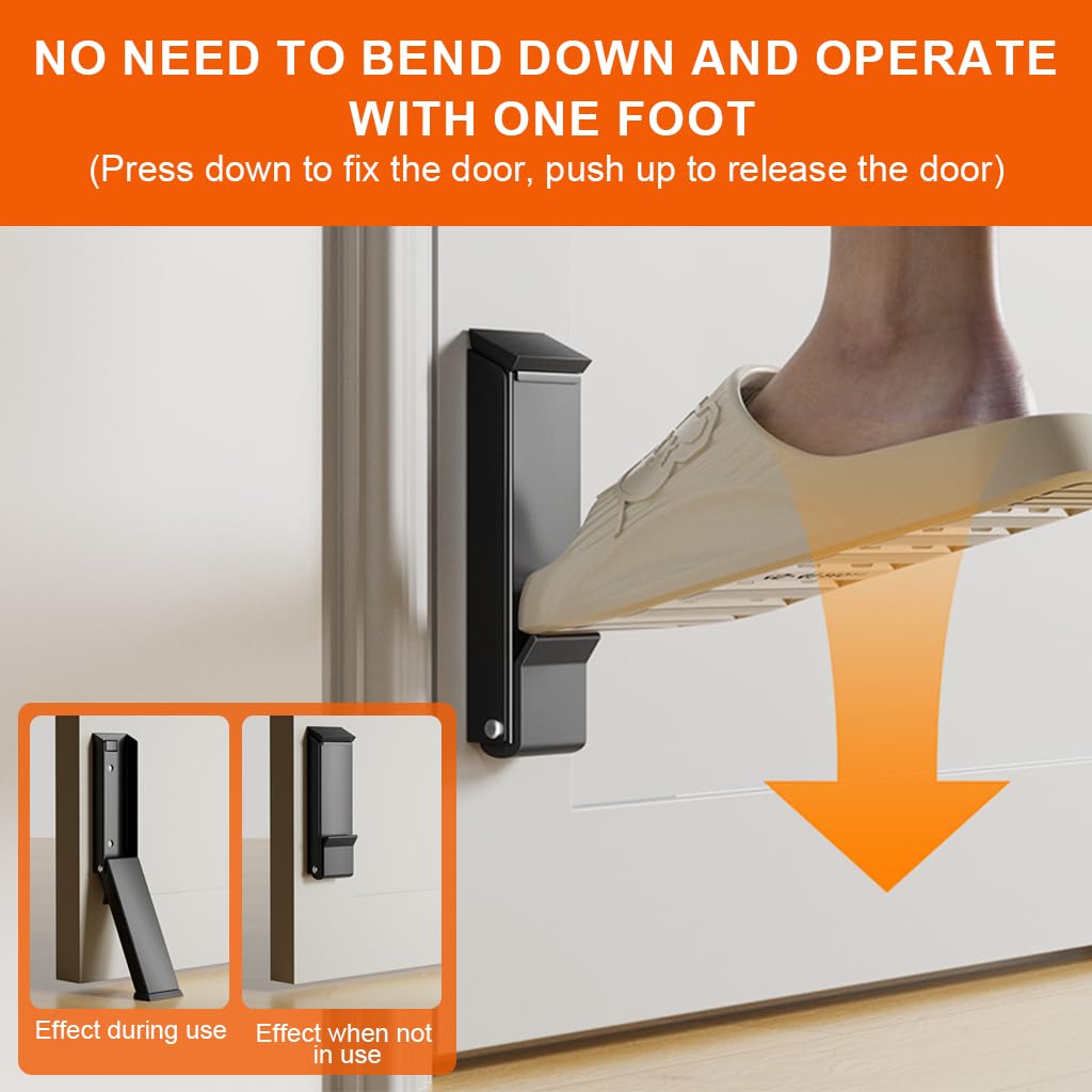 HASTHIP Door Stopper for Home with Spring Loaded Step On Mechanism featuring Stainless Steel and Rubber Build | Hands Free Holder for Office or Hotel