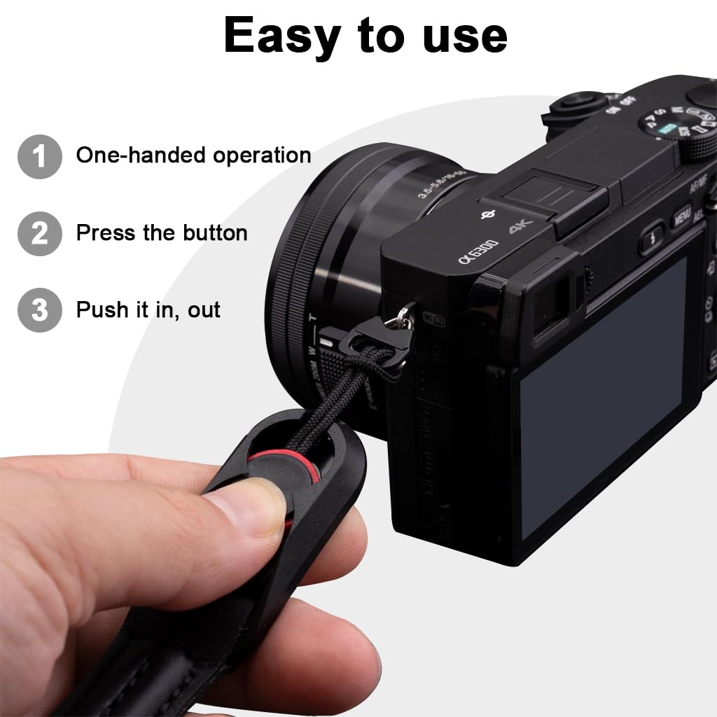 ZORBES Camera Strap for DSLR and Mirrorless with Quick Release and 110cm Nylon Rope | Black Crossbody Hands Free Design