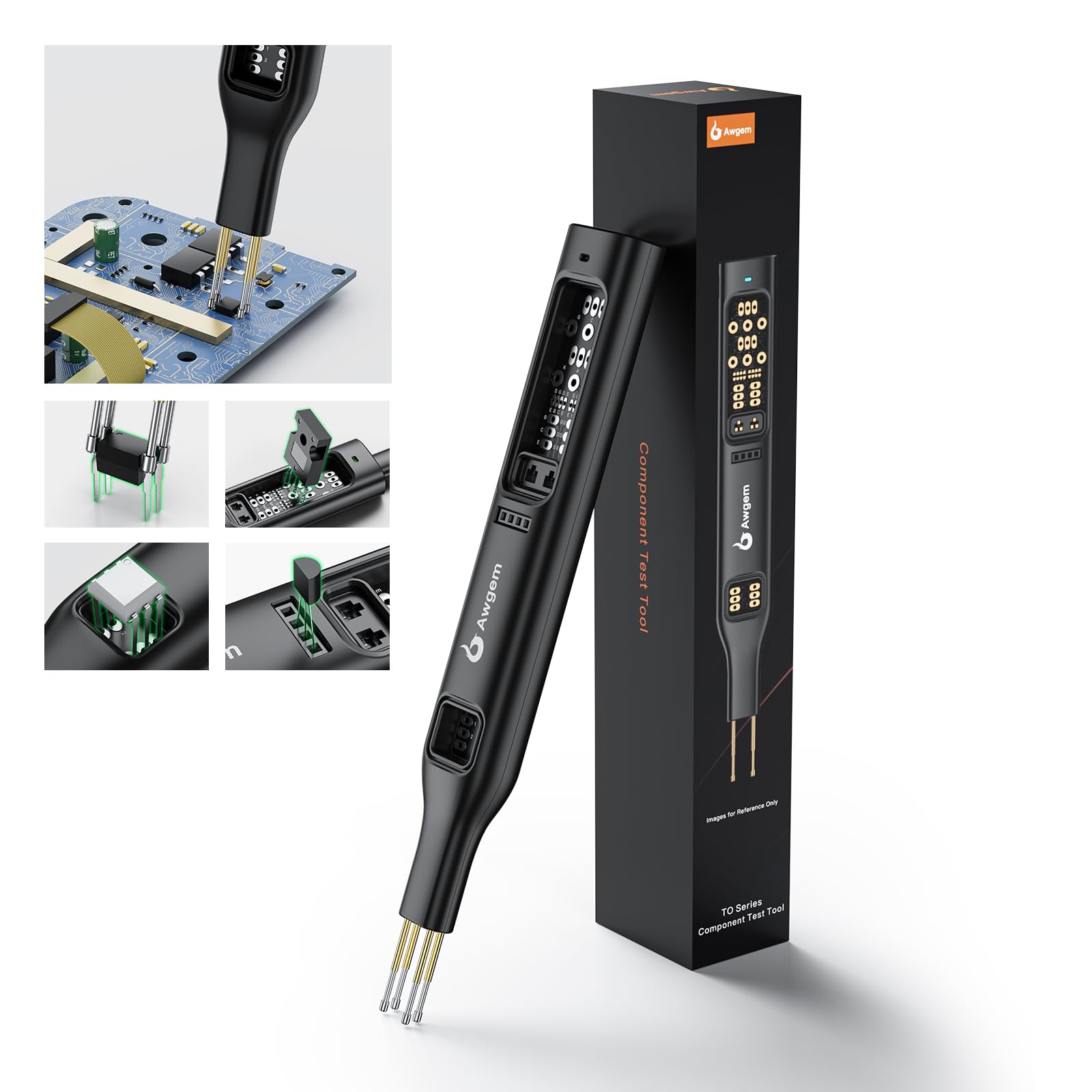 Serplex® Multi-Function Transistor Tester with LED Display, Optocoupler Tester, Dual USB/Battery Power Supply, Portable Optocoupler Test Tool for Electronics Repair-Black