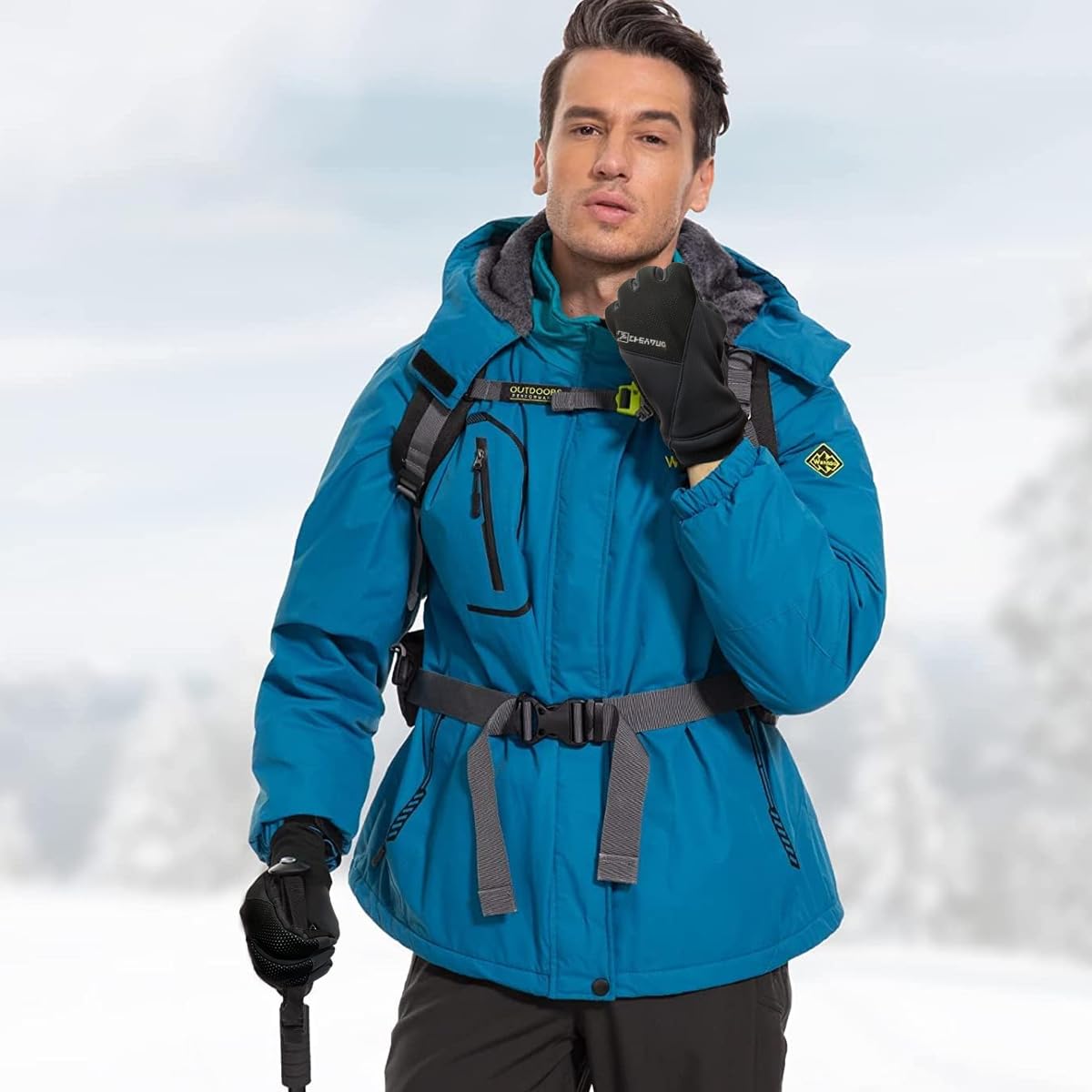 Gustave Winter Riding Gloves for Cycling with Touch Screen Fingertips and Anti Slip Palm | Windproof Thermal Fleece Outdoor Design