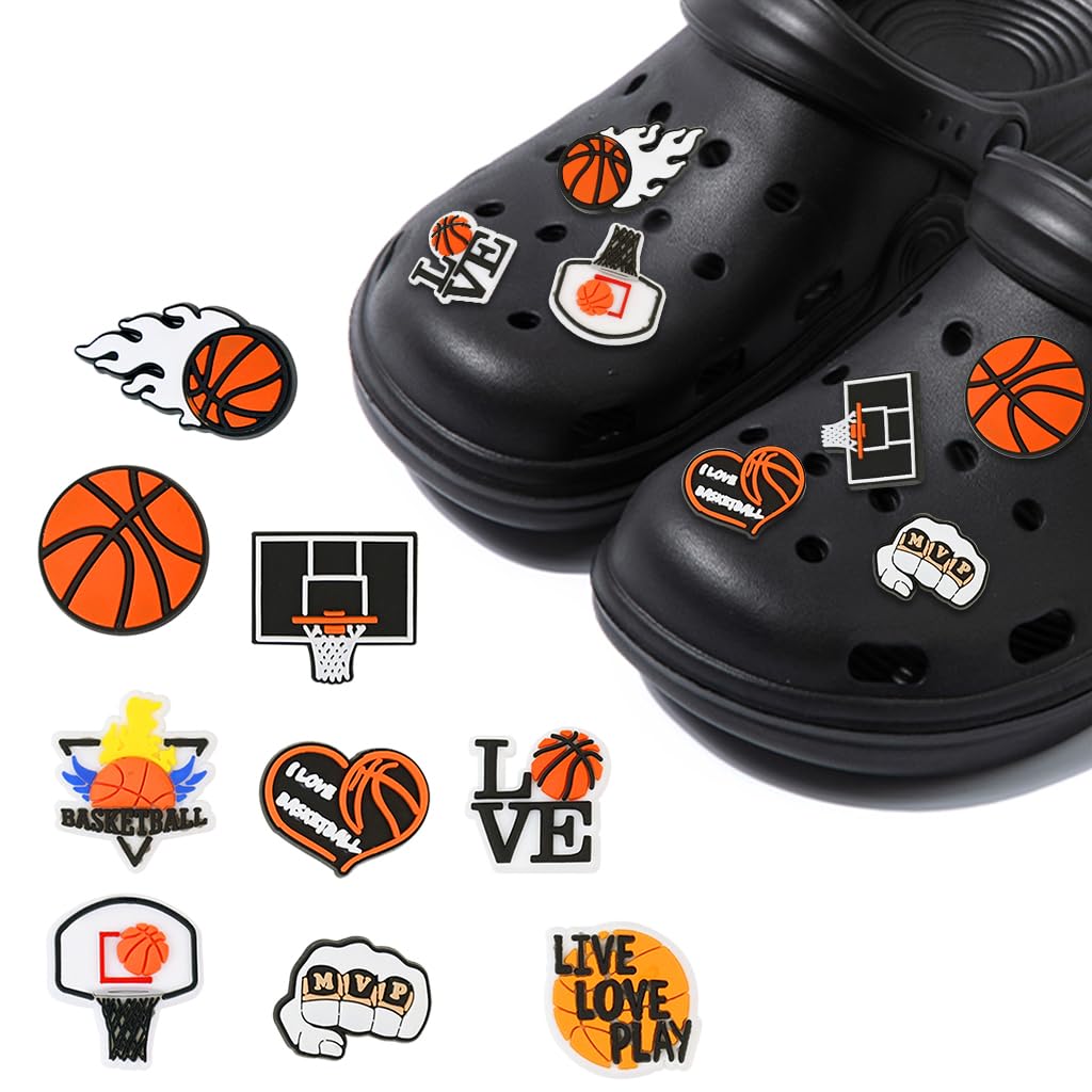 HASTHIP® Sports Shoe Charms for Clog Sandals Bracelets Decoration, Baseball Softball Football Basketball Soccer Swim Charms for Kids Adult Party Favor