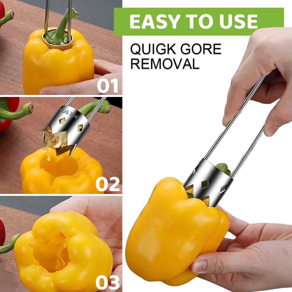 HASTHIP Bell Pepper Seed Corer for Easy Core Removal featuring Serrated Teeth and 304 Stainless Steel | 1 Pack Kitchen Tool