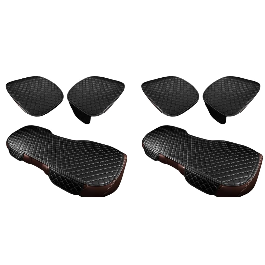 STHIRA Car Seat Covers 3 pcs set with anti slip silicone dot and storage pouch | black PU leather protection for front and rear seats