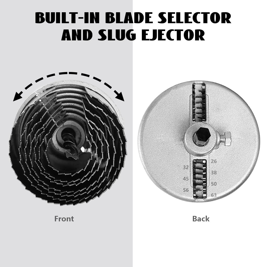 Serplex Spring Steel Hole Saws Set for Wood and Plasterboard with 7Pcs 26mm–63mm Blades