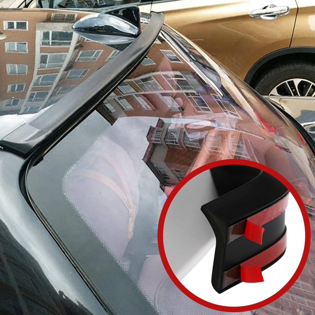 STHIRA Car Spoiler Lip for Sedan and Hatchback with 1.5 m Rubber Strip | Matte Black Aerodynamic Trunk Protector