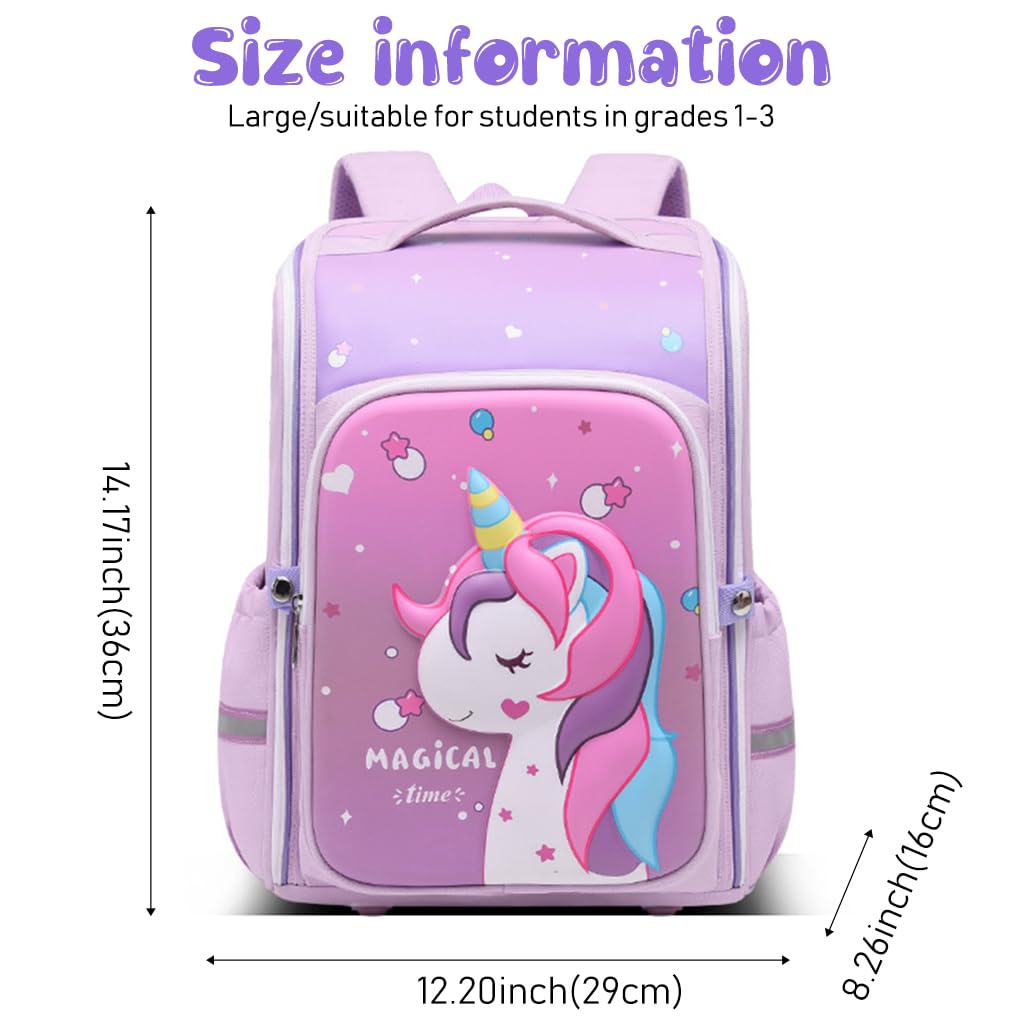 Venzina Unicorn Backpack for Kids 3–6 Years with Dual Zippers and 29x16x36cm Design | Oxford Cloth for School and Travel