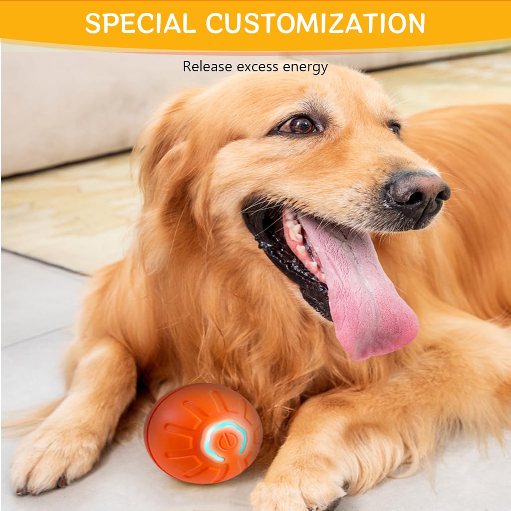 Qpets Small Dog Ball for Indoor and Outdoor Play with 60 Minute Charge and Vibrant Lights | Non Toxic Rubber Toy Relieves Anxiety