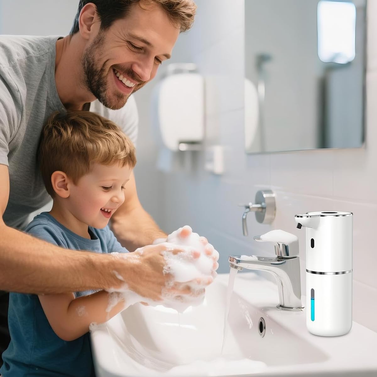 Supvox Automatic Soap Dispenser 380ml for Bathroom and Kitchen with 6 Modes USB Rechargeable Sensor | IPX5 Waterproof Touchless Foam Design