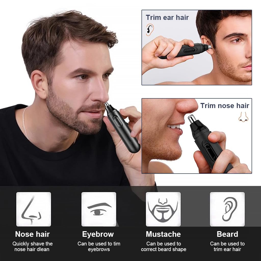 HANNEA Electric Nose Hair Trimmer for Men with 8000 RPM Motor and 360° Rotating Blade | USB Rechargeable IPX5 Waterproof Design