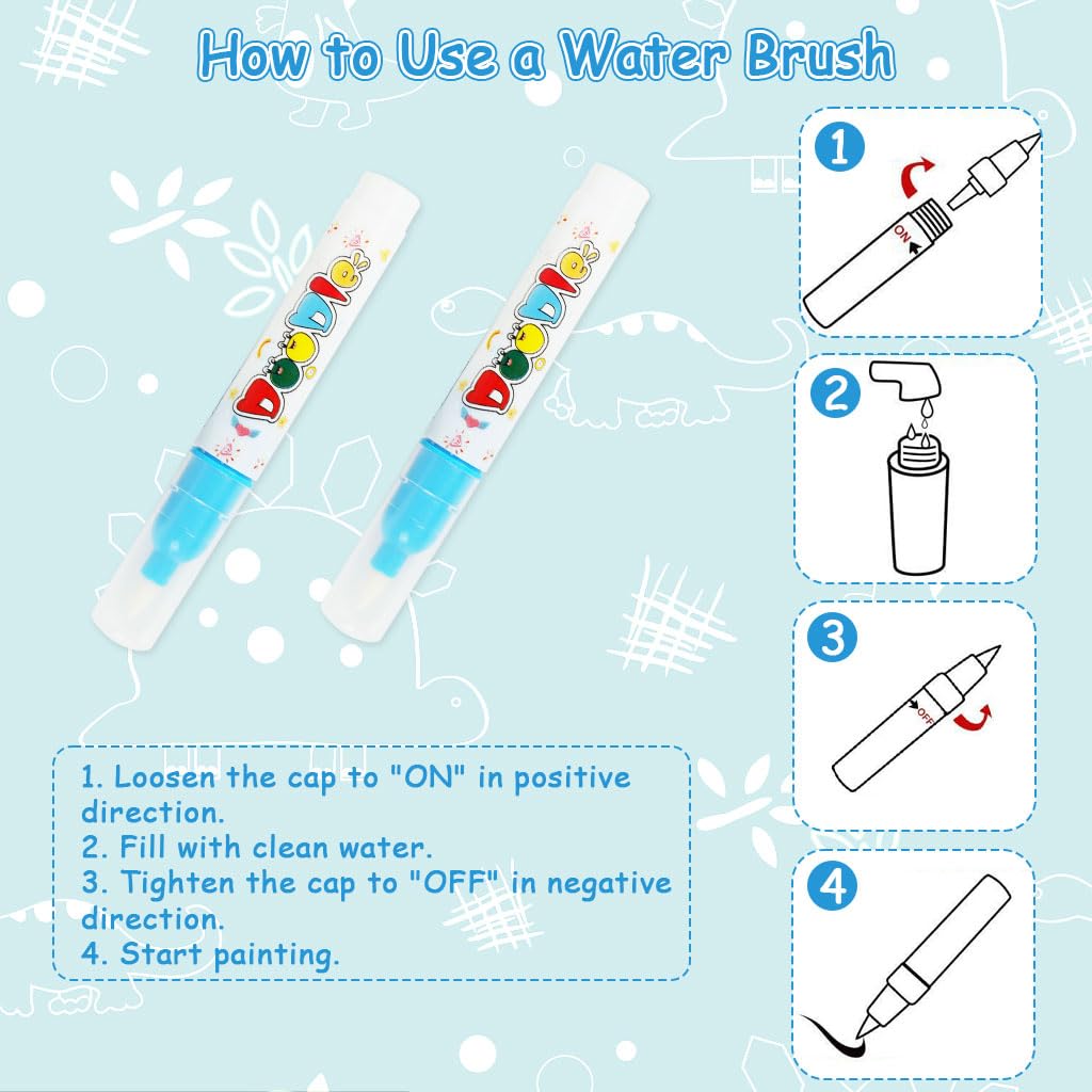 PATPAT Magic Water Doodle Mat for Kids 80x60cm with Water Pens and Shape Templates | Mess-Free Art Fun