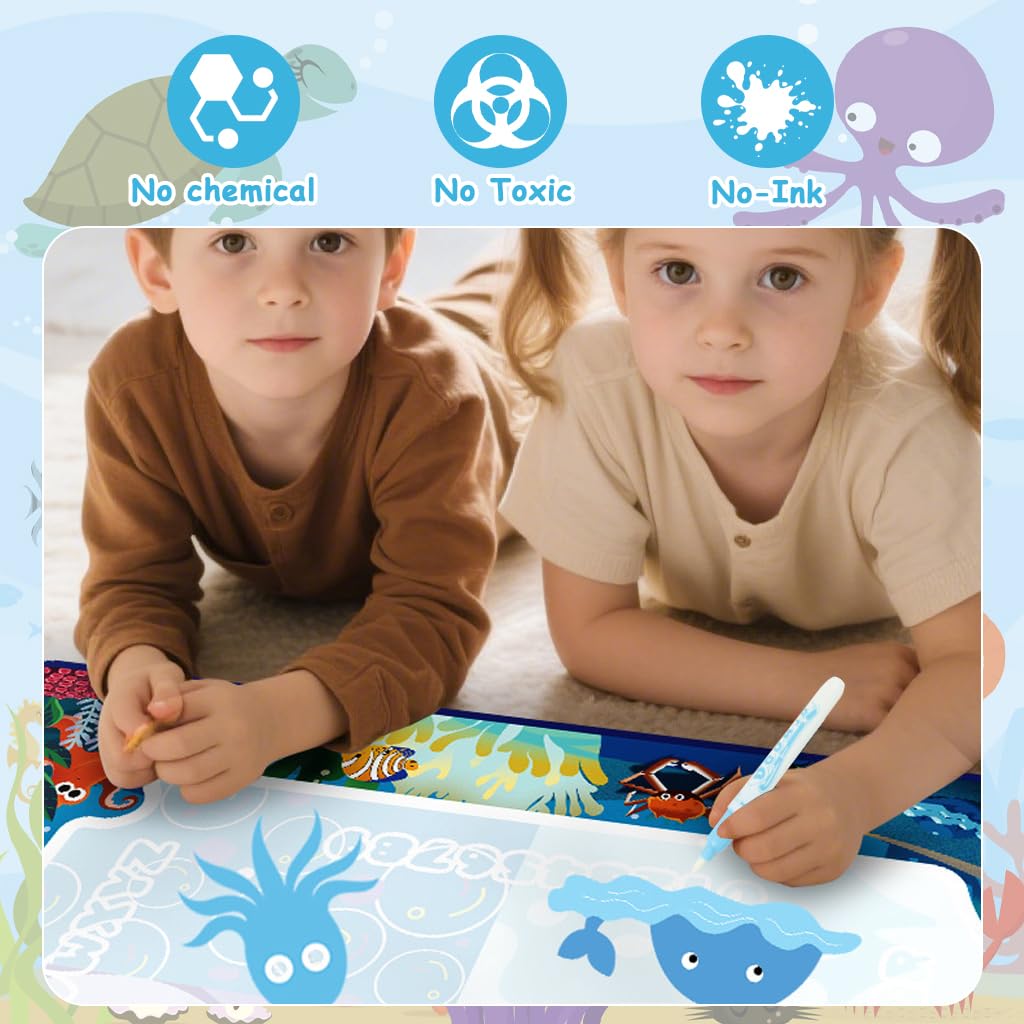 PATPAT Water Doodle Mat for Kids with 100x80cm Reusable Drawing Surface | Mess Free Creative Play