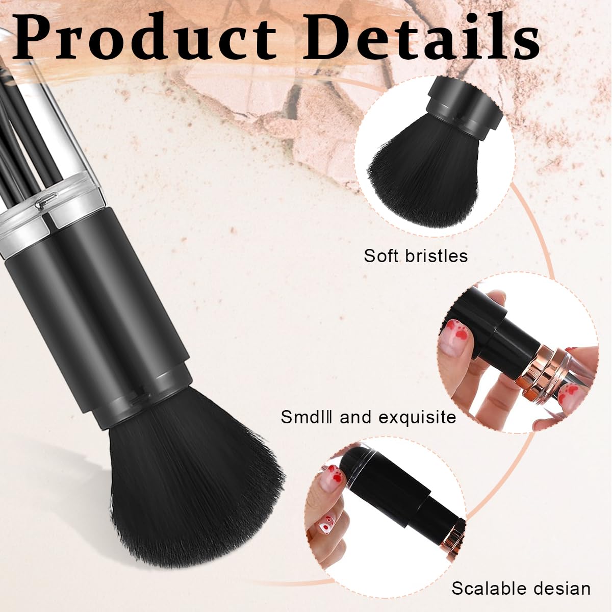 MAYCREATE Mini Makeup Brush Set 4 in 1 for Travel with Storage Capsule | Black Synthetic Fiber Brushes