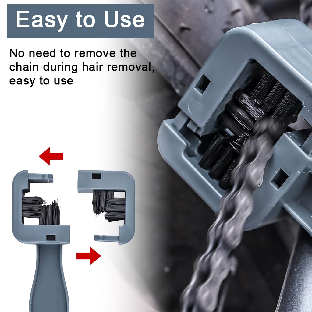 STHIRA Chain Cleaning Brush with Dual Head and Detachable 4-Side Scrubber for Bicycles & Motorcycles