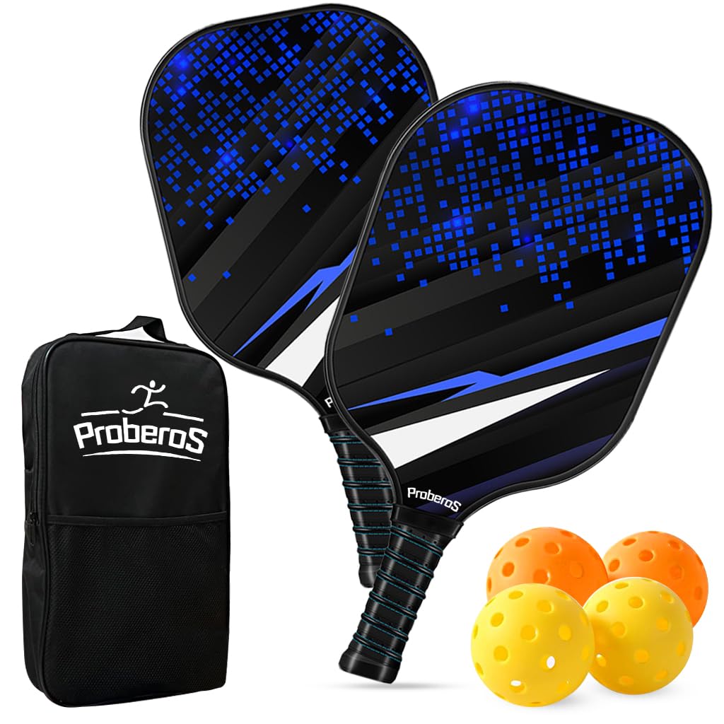 Proberos® Pickleball Paddles, Fiberglass Surface Pickleball Racquet with Polypropylene Honeycomb Core, Sweat Absorbent Grip, Ideal for All Ages, Skill, Perfect Play for Indoors Outdoors