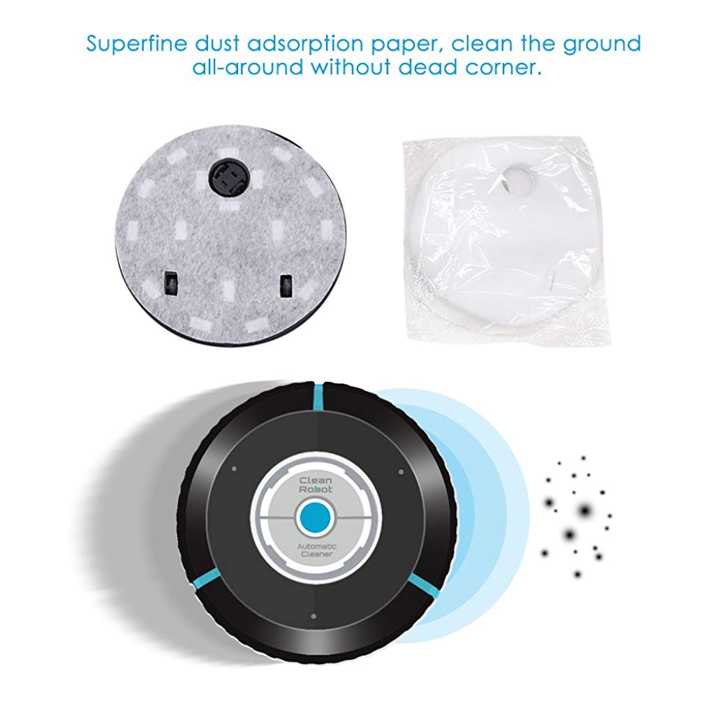 Supvox Home Automatic Vacuum Smart Floor Cleaning Robot Auto Dust Hair Paper Dirt Magic Broom Cleaner/Sweeper (Black)