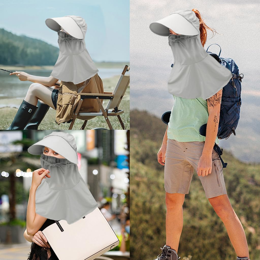 SANNIDHI Sun Hat for Women with UPF 50+ Wide Brim and One Piece Neck Wrap | Breathable Grey