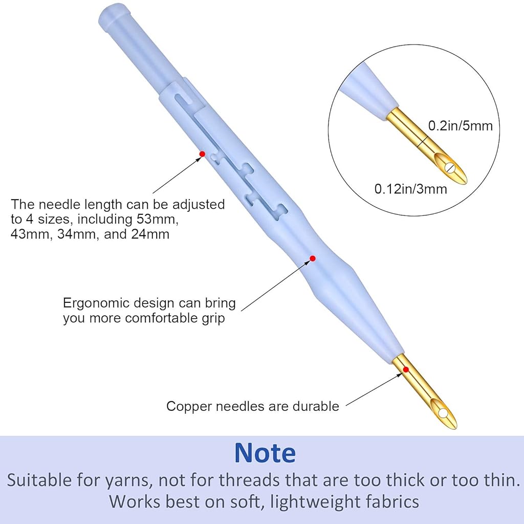HASTHIP® 34PCS Fullset Punch Needle Embroidery Starter Kit Rug Tool Threader Fabric Hoop Yarn for Beginner