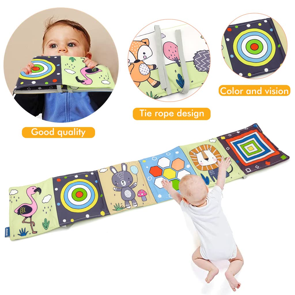 SNOWIE SOFT® Cloth Books for Babies, Newborn Toys, Double Side Infant Tummy Time Toys for babiesTear Resistance Can Make Sound Hangable Cloth Book On Cradle for Toddler Visual Development Toy