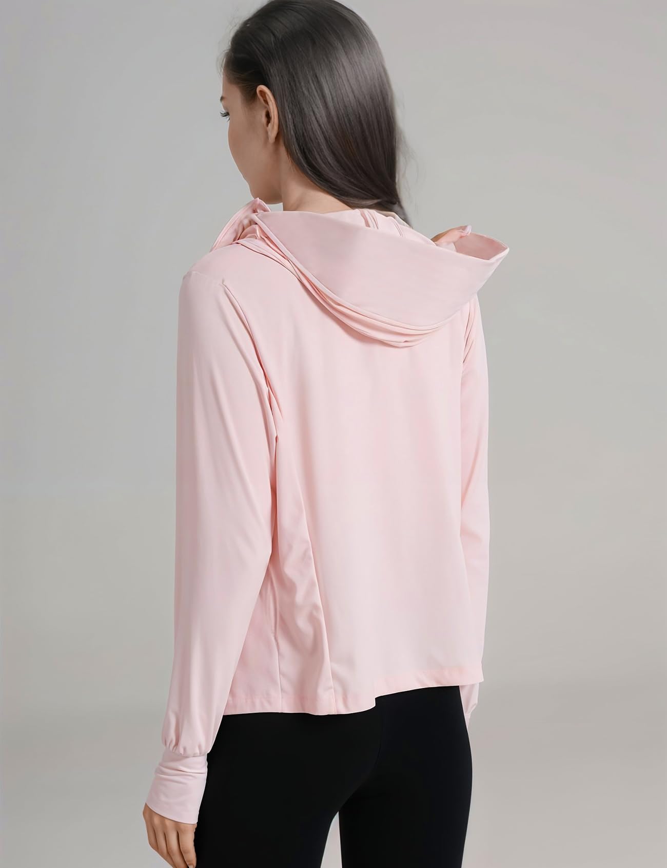 Venzina Women's UPF 50+ Lightweight Athletic Jacket for Hiking with Ponytail Hood | Quick-Dry Cooling Sun Protection