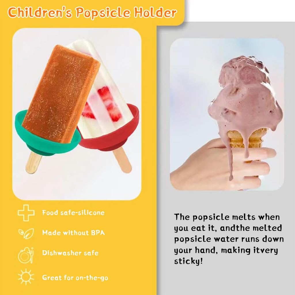 HASTHIP Silicone Popsicle Drip Catcher for Ice Cream Cones | 2 in 1 Food Grade Holder Pack of 4