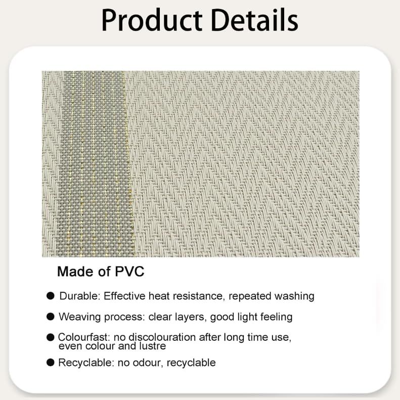 ZIBUYU PVC Table Mats Set of 6 for Dining Tables with Heat Resistant Non Slip Texture | Brown Washable Design