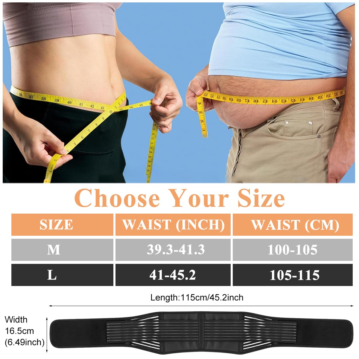 HANNEA Self Heating Waist Belt for Lumbar Pain Relief featuring 12 Magnets | Adjustable Fit