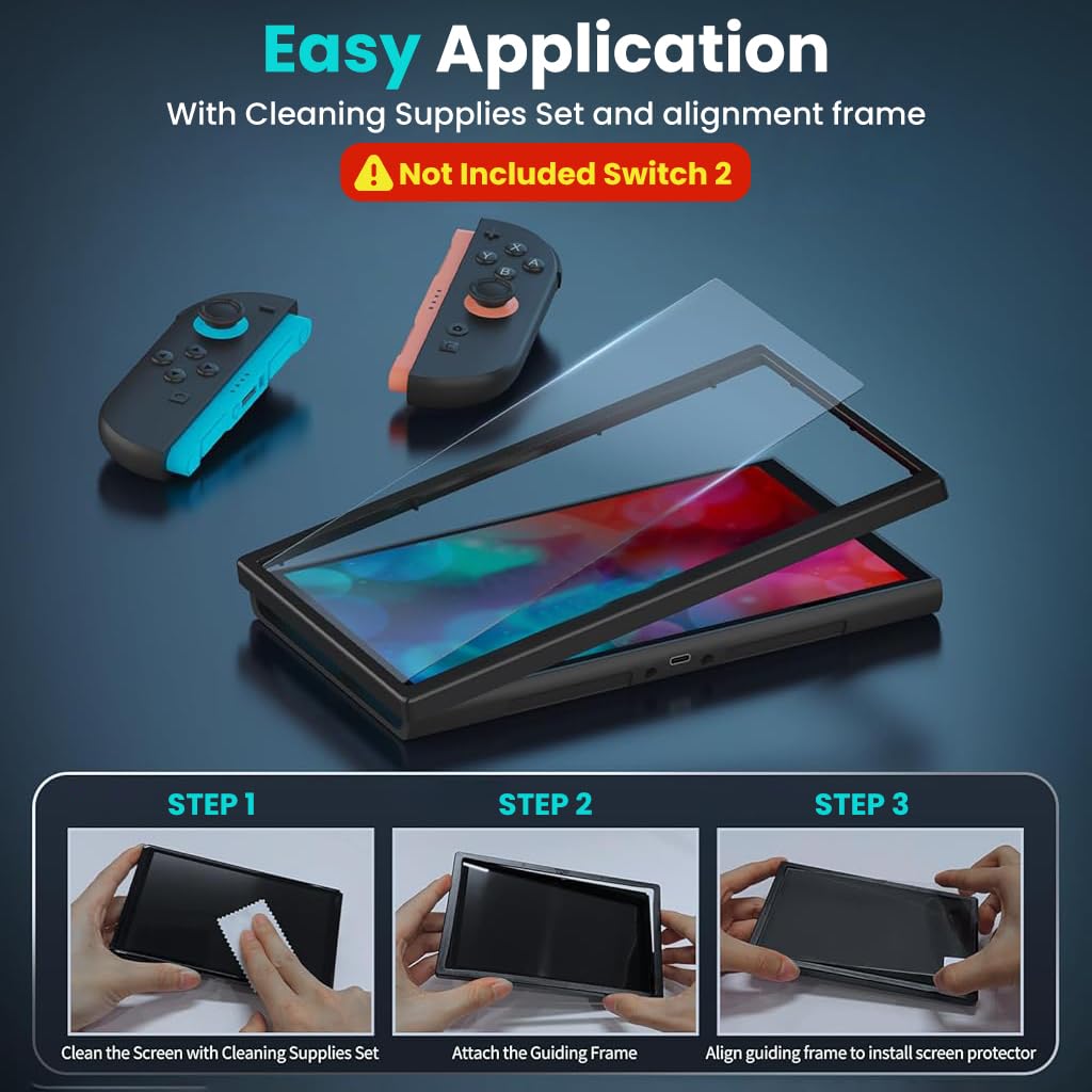 ZORBES Screen Protector for Nintendo Switch 2 2025 with 9H Tempered Glass and Auto Alignment | Anti Glare Bubble Free 3 Pack