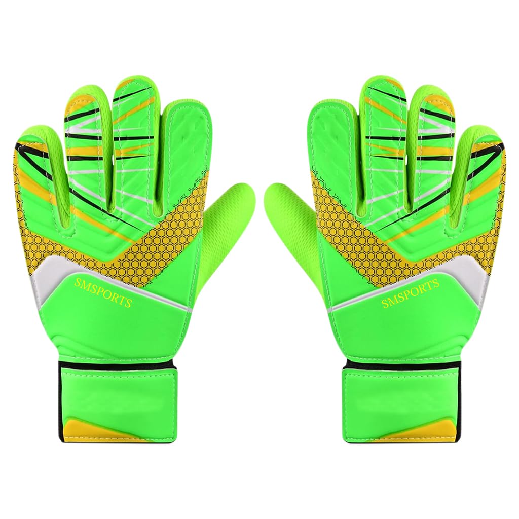 Proberos Football Goalkeeper Gloves for Kids with Latex Palm Grip and Size 7 Fit | Adjustable Strap and Soft PU Back