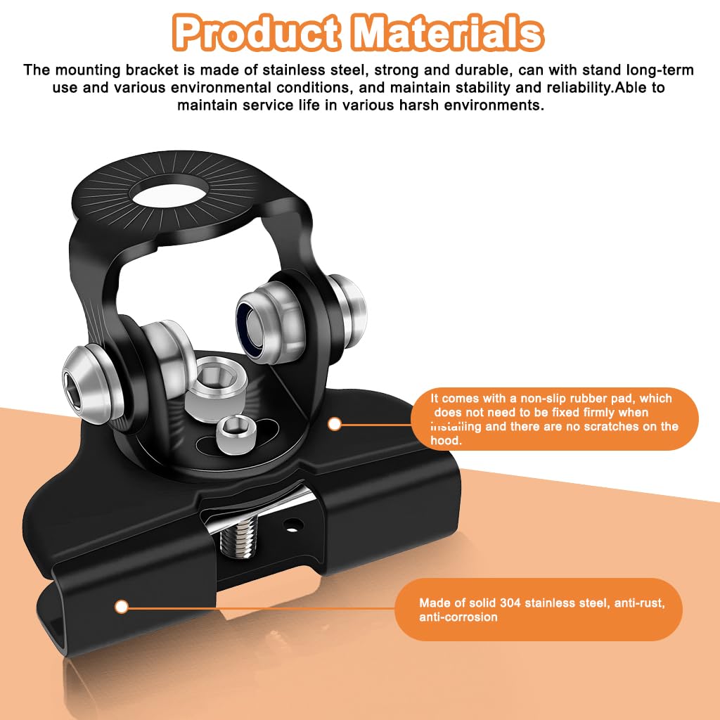 STHIRA Car Hood LED Light Mount Brackets 2Pcs for SUV and Truck | Secure Hood Edge Installation