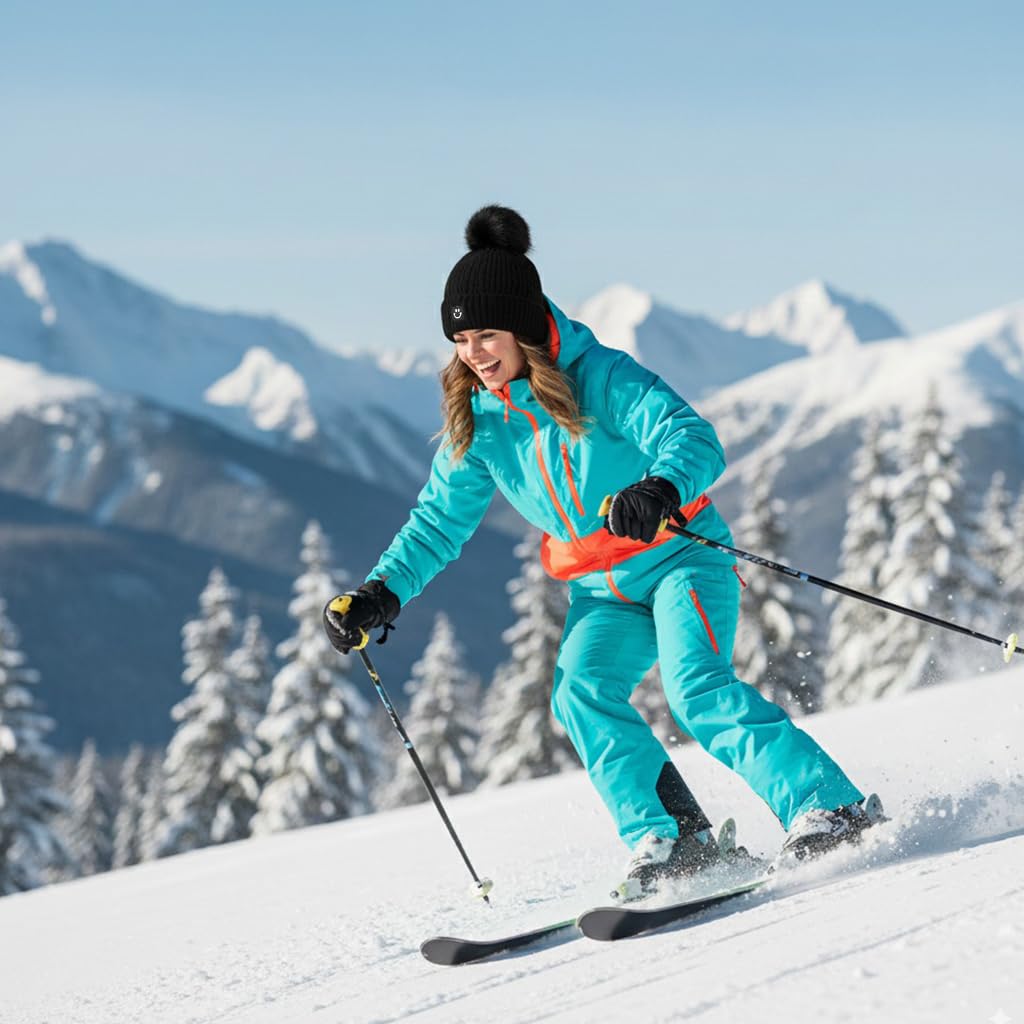 Zibuyu Winter Caps for Women with Thick Wool Yarn and Pom Pom | Warm Ear Coverage Beanie