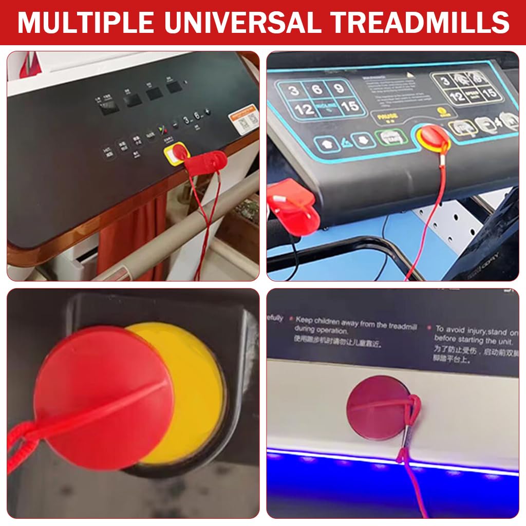 Proberos Treadmill Safety Magnet Key for Gym and Home Fitness | 3.2 cm PVC Clip Red