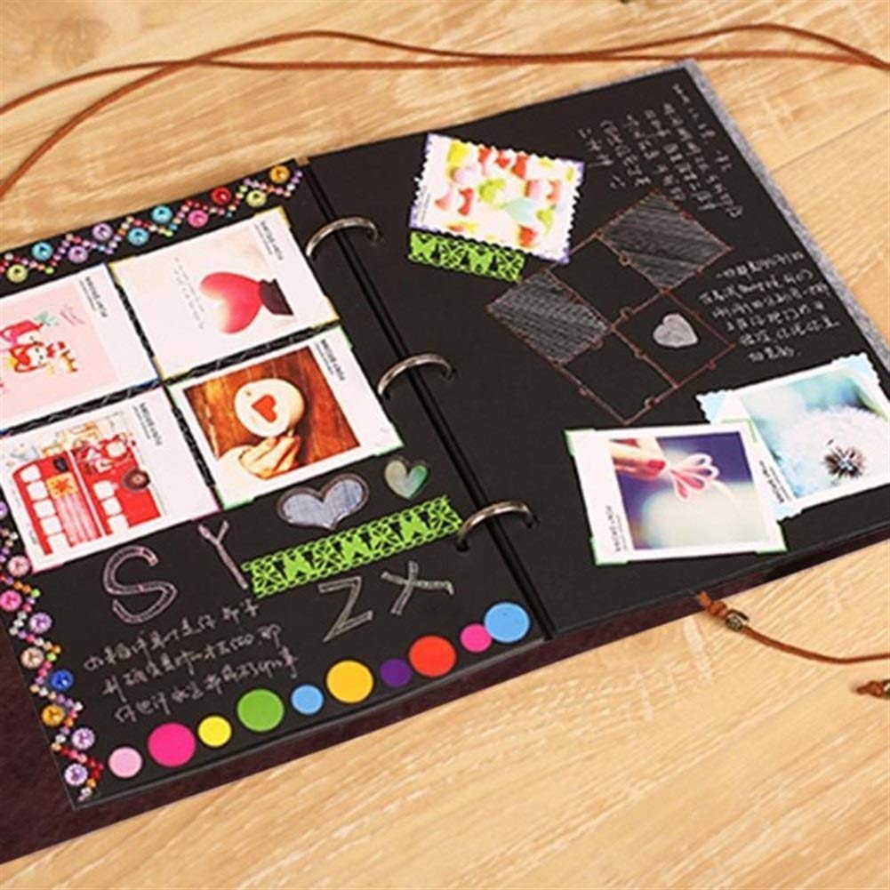 HASTHIP Photo Book Album for DIY Scrapbooking with 30 Sheets 360° Rotation Felt Cover | 7.5 x 6.9 in Set