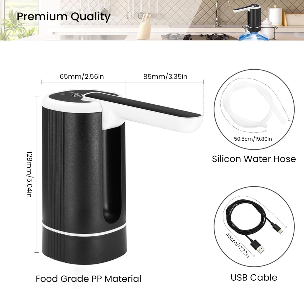 ZORBES Automatic Water Dispenser Pump for 5 Gallon and 20 Litre Bottles with USB Rechargeable Battery