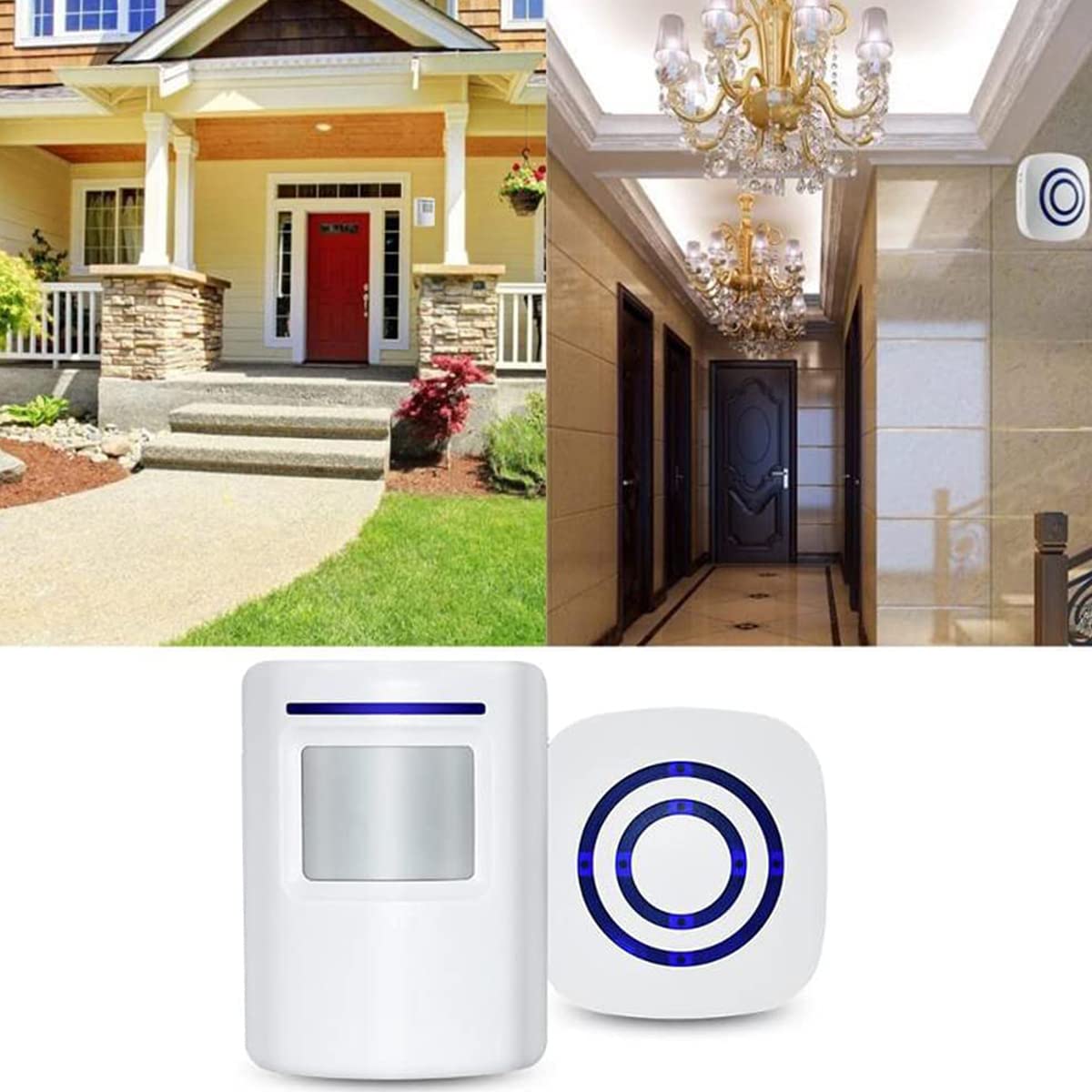 Supvox Door Bell for Home Electrical Motion Sensor Wireless Door Bell 70M Long Range for Store Used Ding Dong Bell with Catching Eye Flash Light Smart Door Bells 38 Ringtones and 3 Level Volume