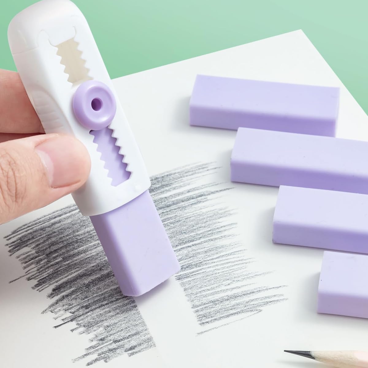 Climberty Erasers for School and Office with 4 Refills featuring Retractable Refillable Design