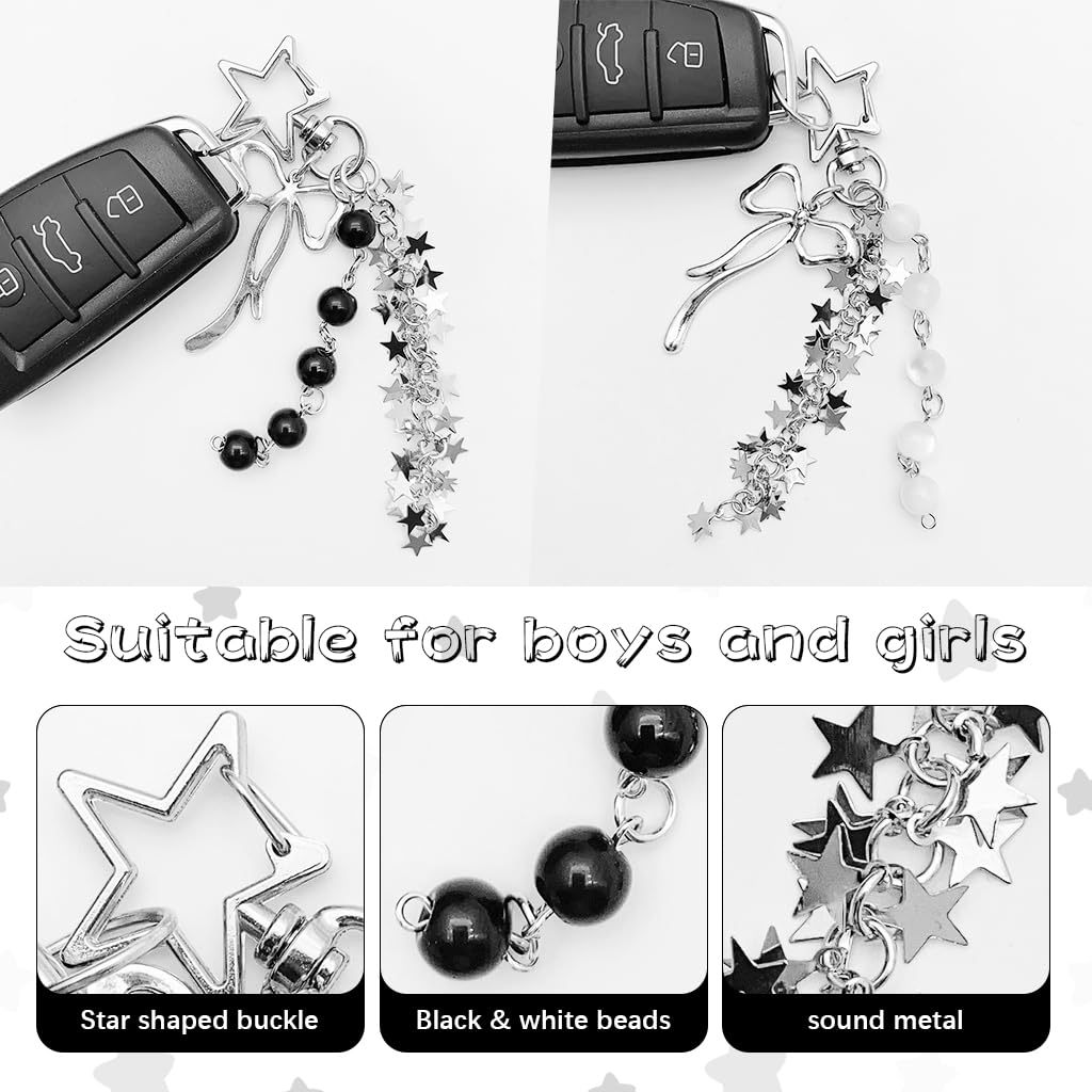 ZORBES Phone Charms for Y2K Style with Metal Star Buckle and Beaded Bow Design | 2Pcs Set
