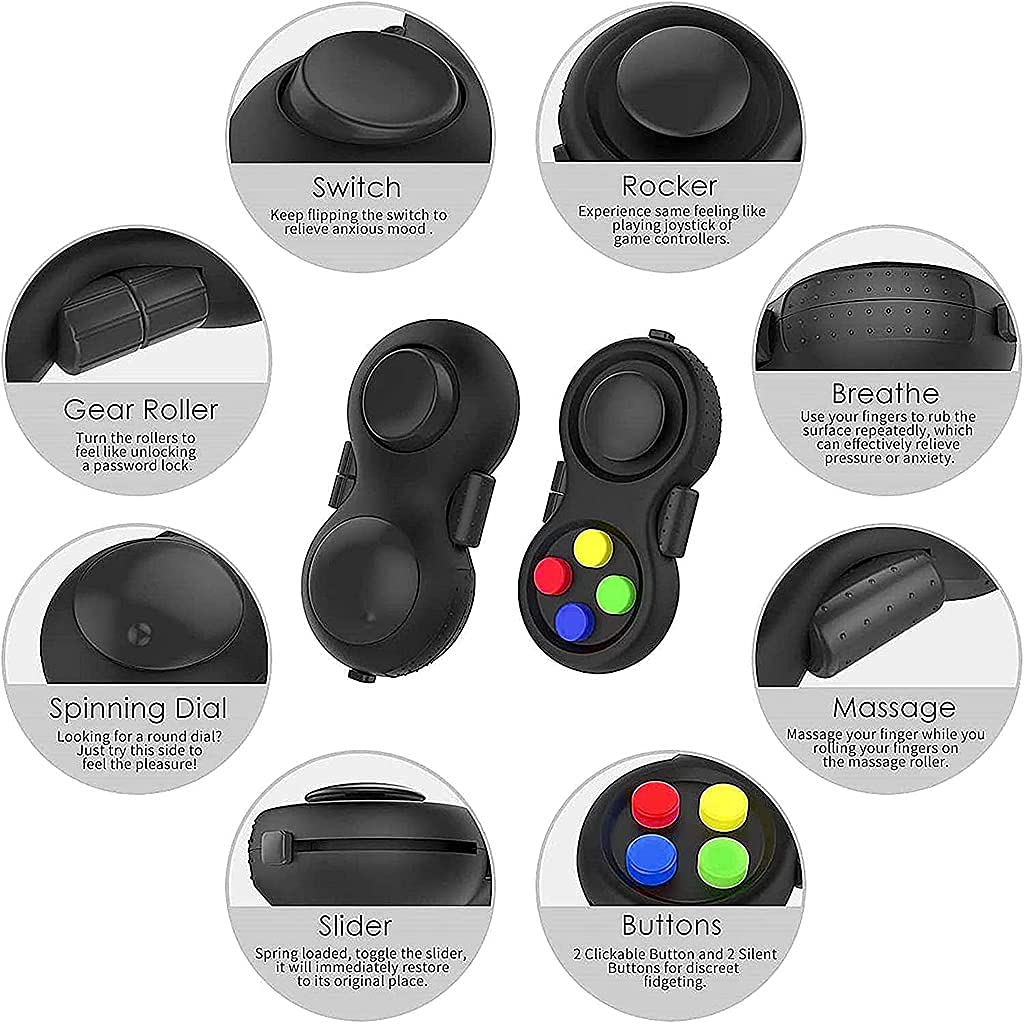 PATPAT  Fidget Pad with 8-Fidget Functions 2nd Generation Fidget Toy Controller Stress Reducer Hand Shank Fidget Cube Perfect for Release and Anxiety Stress Relief Pop it Fidget Toys for Kids