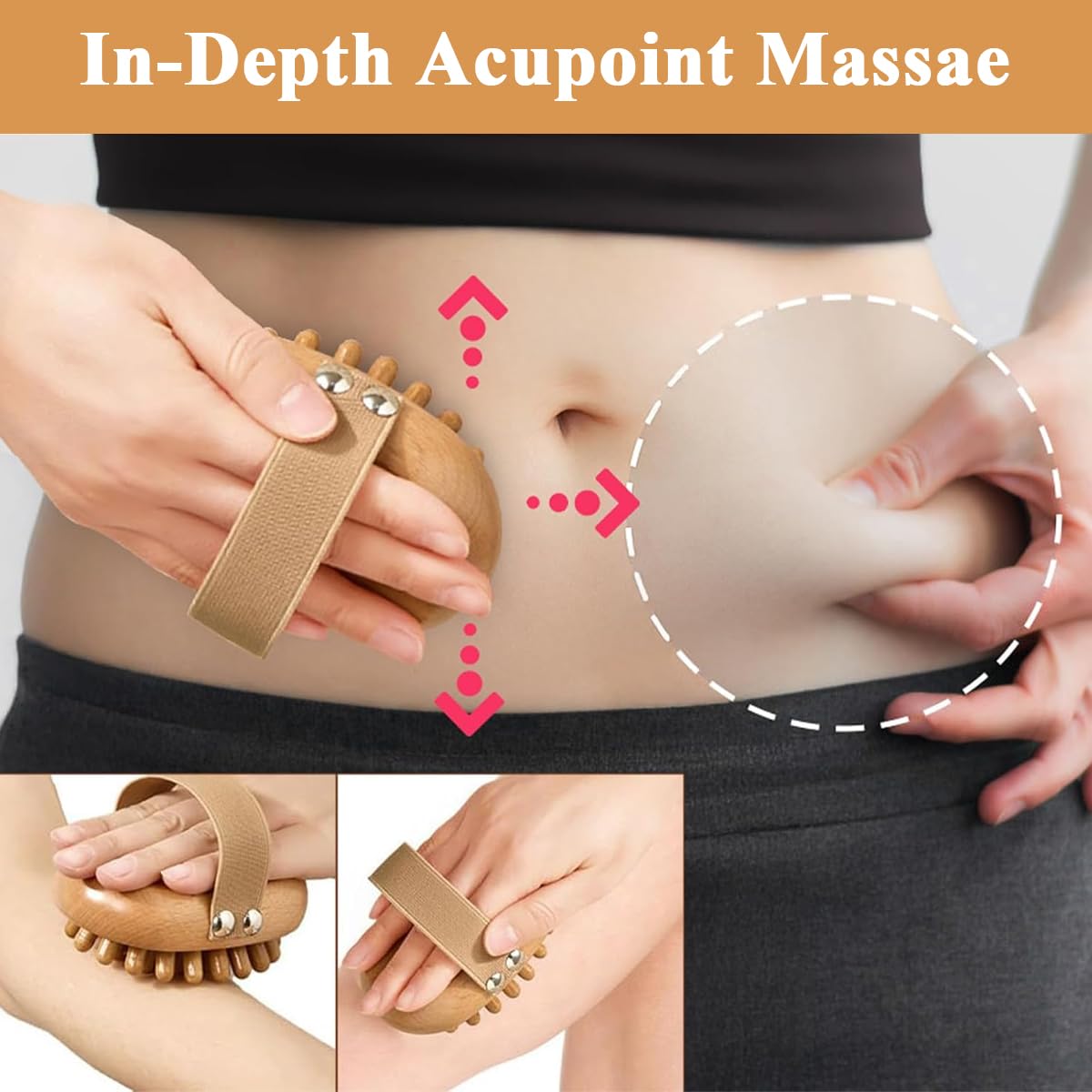 ZIBUYU Wooden Head Massage Brush for Lymphatic Drainage with Air Cushion Nodes | Eco-Friendly Body Relaxation Tool