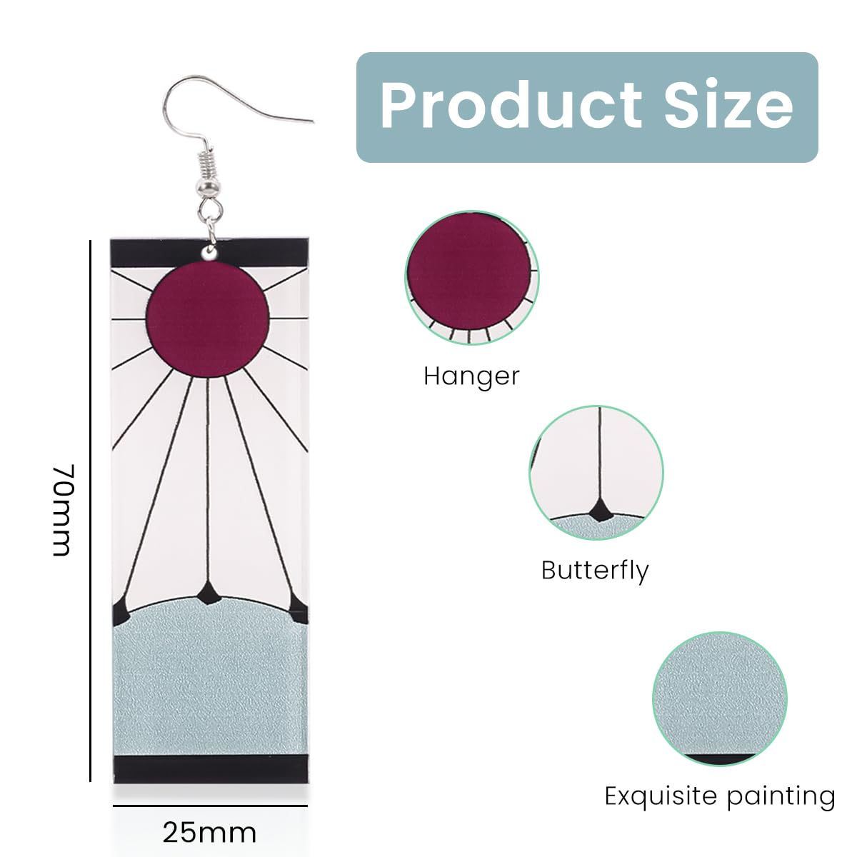 SANNIDHI Anime Cosplay Earrings for Women Fashion Acrylic Kamado Tanjiro Hanafuda Drop Earrings, Kimetsu No Yaiba Hanafuda Party Dangle Earrings for Girls Gift