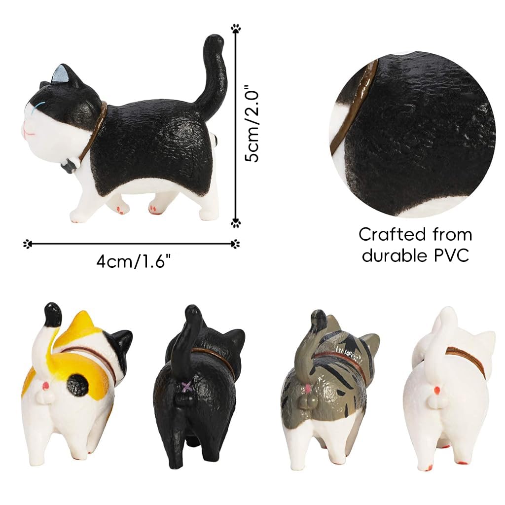 ZIBUYU Mini Cat Figurine Set for Home Decoration featuring 9 PVC Cats | Gift for Cat Lovers