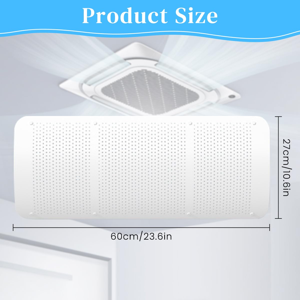 HASTHIP Air Deflector for Ceiling AC with 23.6x10.6 in Panel featuring 3000 Hole Design | Universal Clip On Deflector for Balanced Airflow