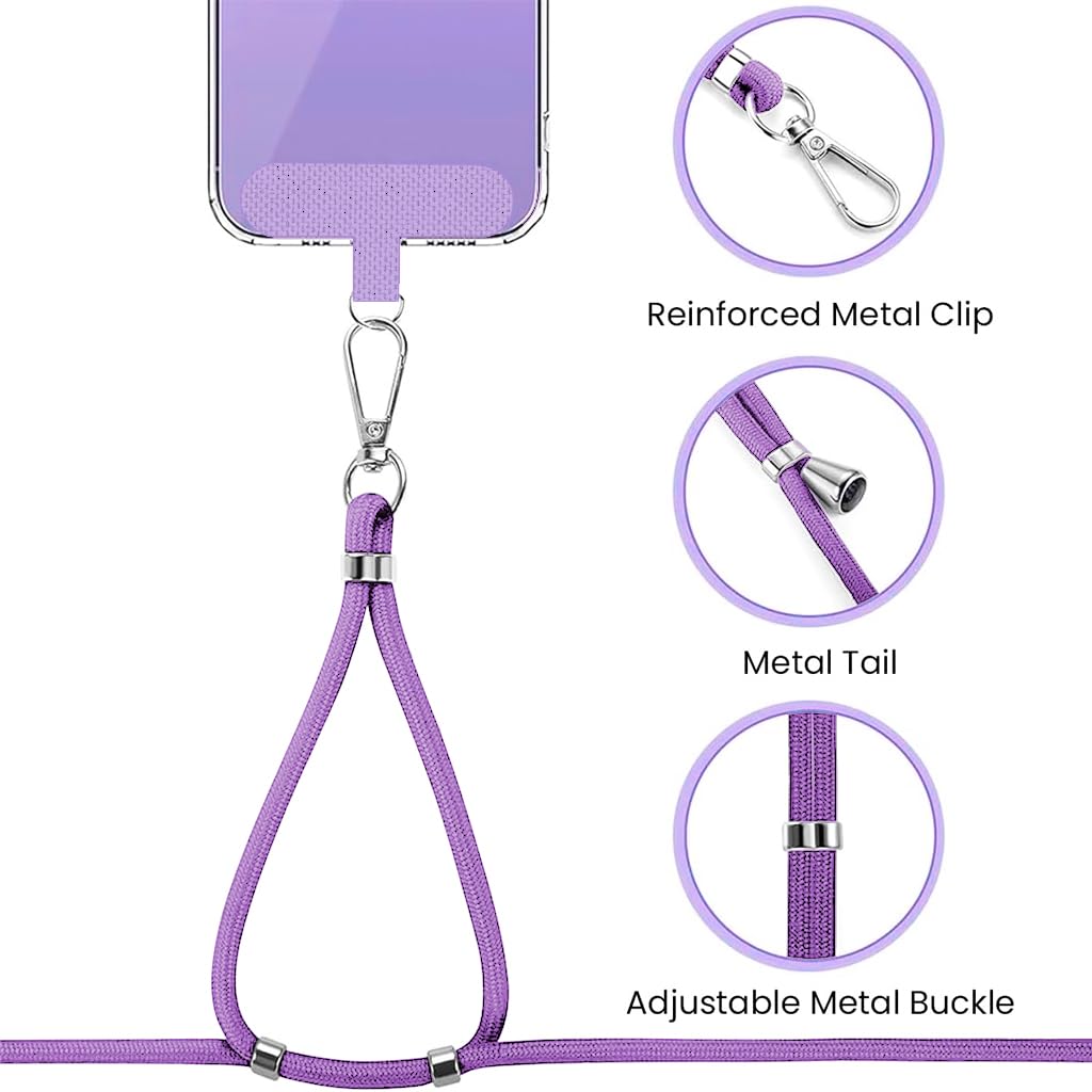 ZORBES Phone Strap for Neck and Wrist with Quick Release Attachment Insert | Adjustable Nylon Lanyard Purple