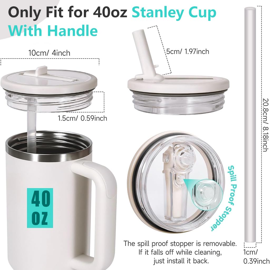 HASTHIP Drinking Straw Lids for 40Oz Tumbler featuring 9.9cm Fit and Folding Nozzle | Transparent Design